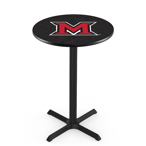 Holland Bar Stool Co 42" Blk Wrinkle Miami (OH) Pub Table, 36" dia. Top - L211B4236MIA-OH