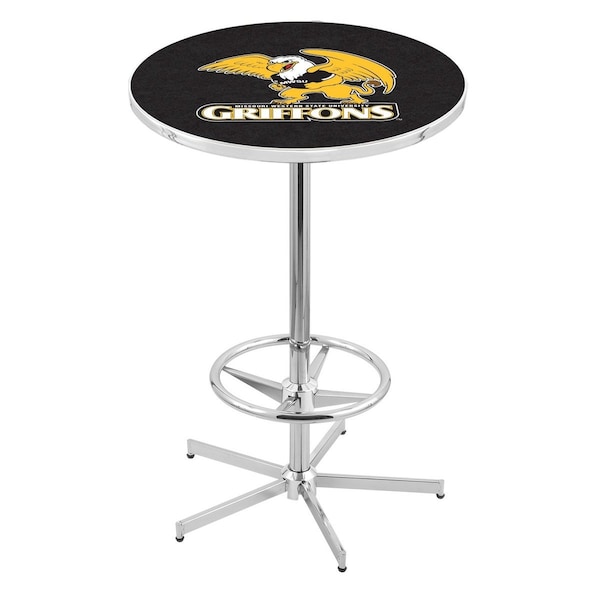 Holland Bar Stool Co 42" Chrome Missouri Western State Pub Table, 36" dia. Top - L216C4236MOWST