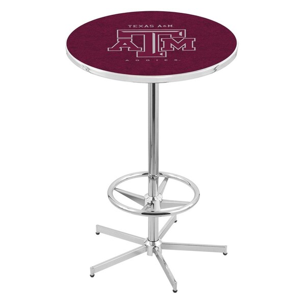 Holland Bar Stool Co 42" Chrome Texas A&M Pub Table, 36" dia. Top - L216C4236TEXA-M