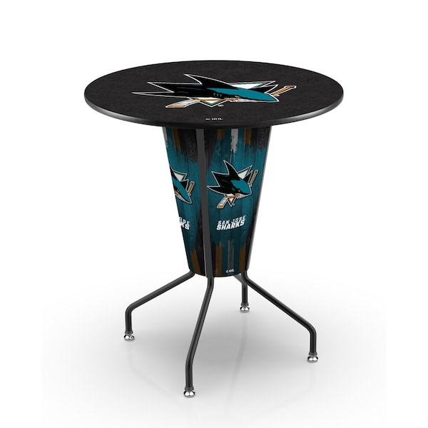 Holland Bar Stool Co Lighted 42" Black San Jose Sharks Pub Table - L218B42SJSHAR36RSJSHAR
