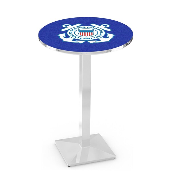 Holland Bar Stool Co 36" Chrome U.S. Coast Guard Pub Table, 36" dia. Top - L217C3636CSTGRD