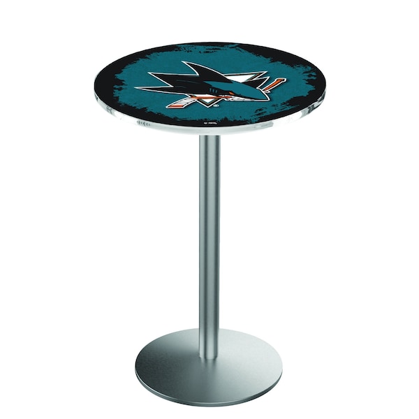 Holland Bar Stool Co 42" Stainless Steel San Jose Sharks Pub Table - L214S4228SJSHAR