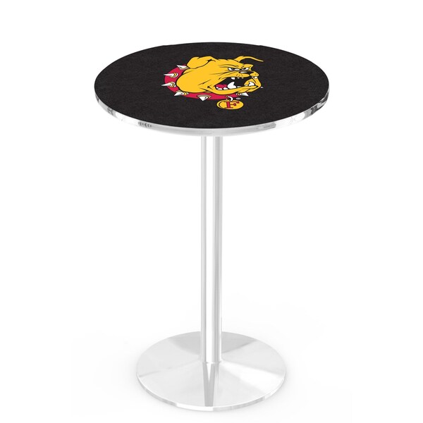 Holland Bar Stool Co 42" Chrome Ferris State Pub Table, 36" dia. Top - L214C4236FERRST