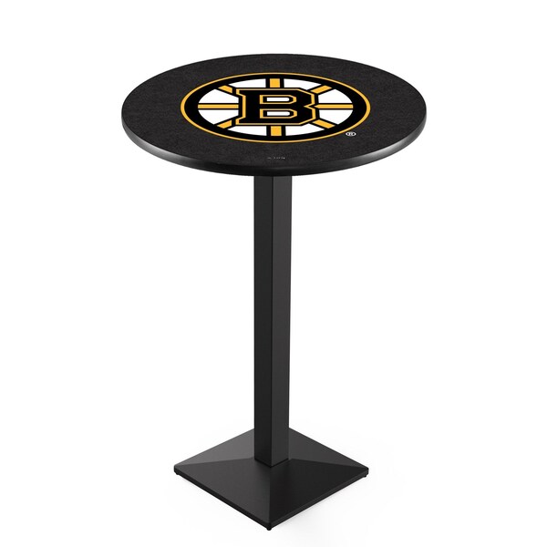 Holland Bar Stool Co 42" Blk Wrinkle Boston Bruins Pub Table, 36" dia. Top - L217B4236BOSBRU