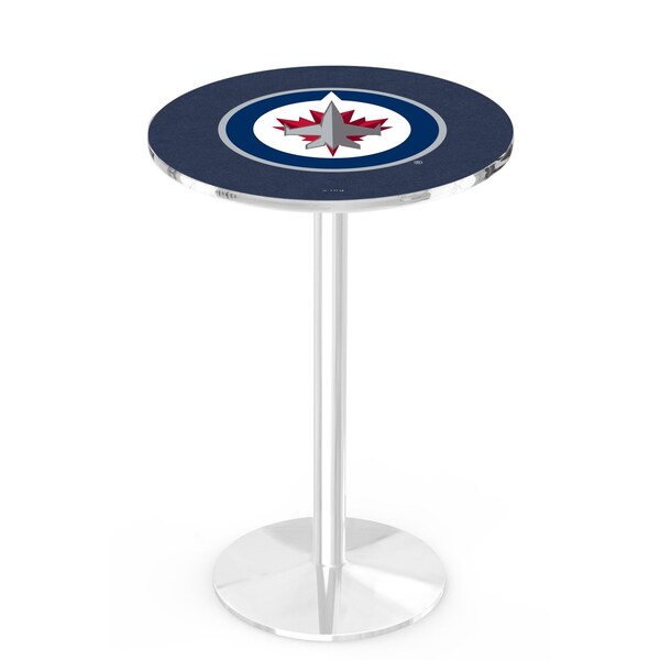 Holland Bar Stool Co 42" Chrome Winnipeg Jets Pub Table, 36" dia. Top - L214C4236WINJET