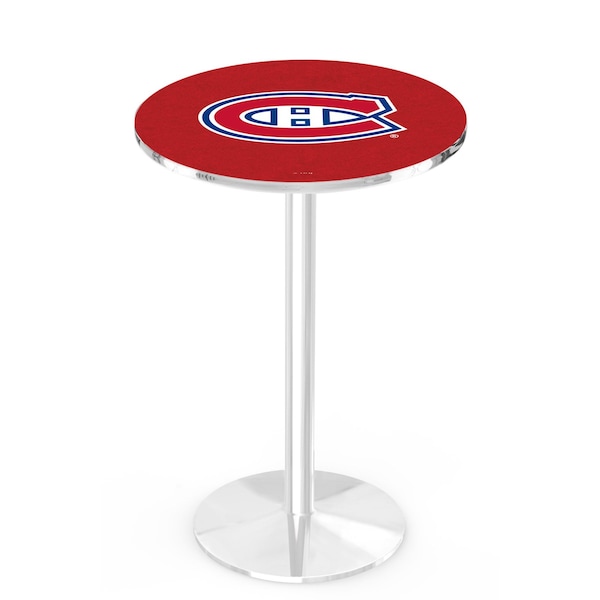 Holland Bar Stool Co 42" Chrome Montreal Canadiens Pub Table, 36" dia. Top - L214C4236MONCAN