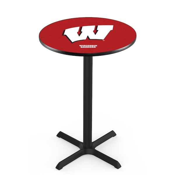 Holland Bar Stool Co 36" Blk Wrinkle Wisconsin "W" Pub Table, 36" dia. Top - L211B3636WISC-W