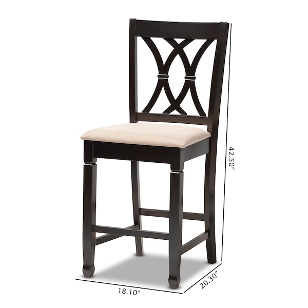 Baxton Studio Reneau Sand Upholstered Espresso Finished Wood Pub Chair, PK2 - 153-9595