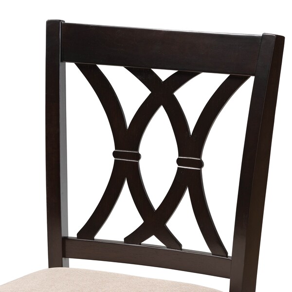 Baxton Studio Reneau Sand Upholstered Espresso Finished Wood Pub Chair, PK2 - 153-9595