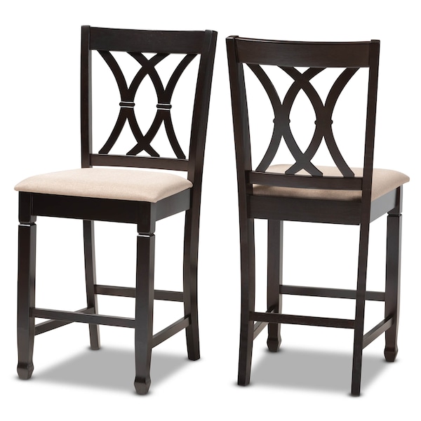 Baxton Studio Reneau Sand Upholstered Espresso Finished Wood Pub Chair, PK2 - 153-9595