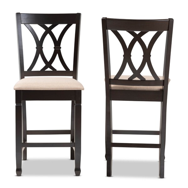 Baxton Studio Reneau Sand Upholstered Espresso Finished Wood Pub Chair, PK2 - 153-9595