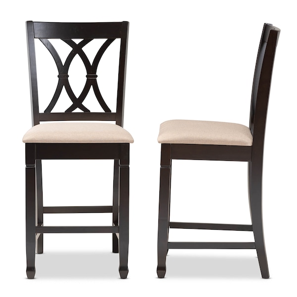 Baxton Studio Reneau Sand Upholstered Espresso Finished Wood Pub Chair, PK2 - 153-9595