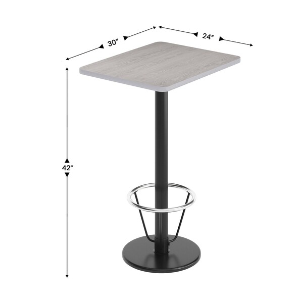 Flash Furniture Rectangle 30 in L, 24 in W, Gray - XU-GYTB-2430-TR18B-3CFR-GG