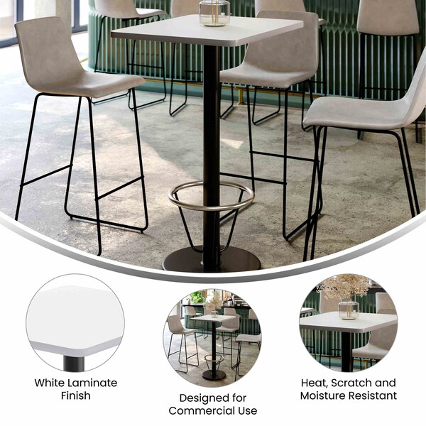 Flash Furniture Rectangle 30 in L, 24 in W, White - XU-WHTB-2430-TR18B-3CFR-GG