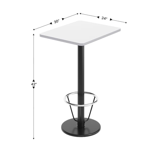 Flash Furniture Rectangle 30 in L, 24 in W, White - XU-WHTB-2430-TR18B-3CFR-GG