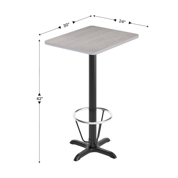 Flash Furniture Rectangle 30 in L, 24 in W, Gray - XU-GYTB-2430-T2222B-3CFR-GG
