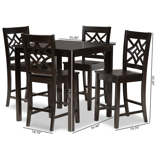 Baxton Studio Nicolette Modern and Contemporary Transitional Dark Brown Finished Wood 5-Piece Pub Set - 176-11421-9776-ZORO