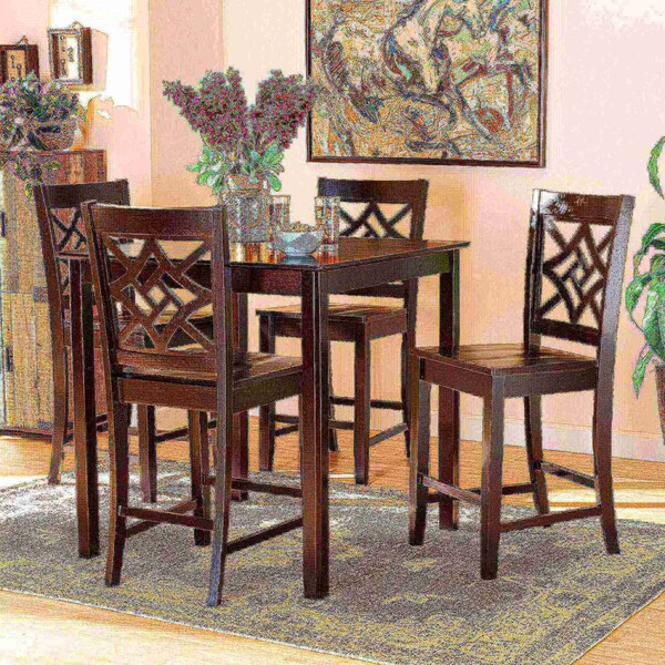 Baxton Studio Nicolette Modern and Contemporary Transitional Dark Brown Finished Wood 5-Piece Pub Set - 176-11421-9776-ZORO