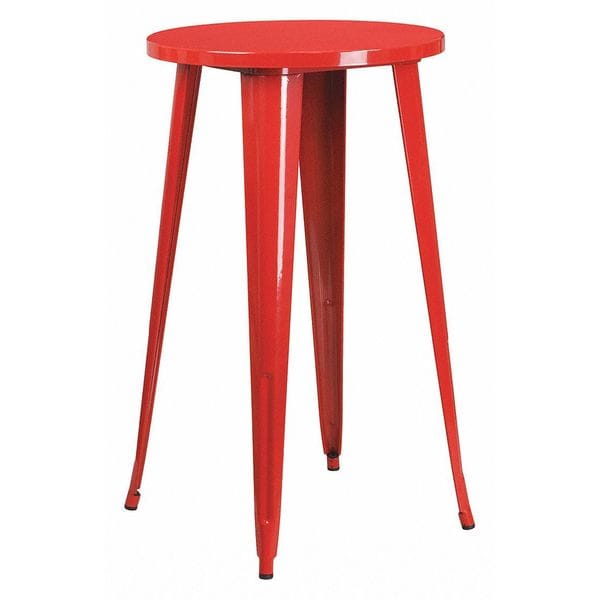 Flash Furniture Round 24" L, 24" W, 41" H, Galvanized Steel, Rubber Top, Red - CH-51080-40-RED-GG