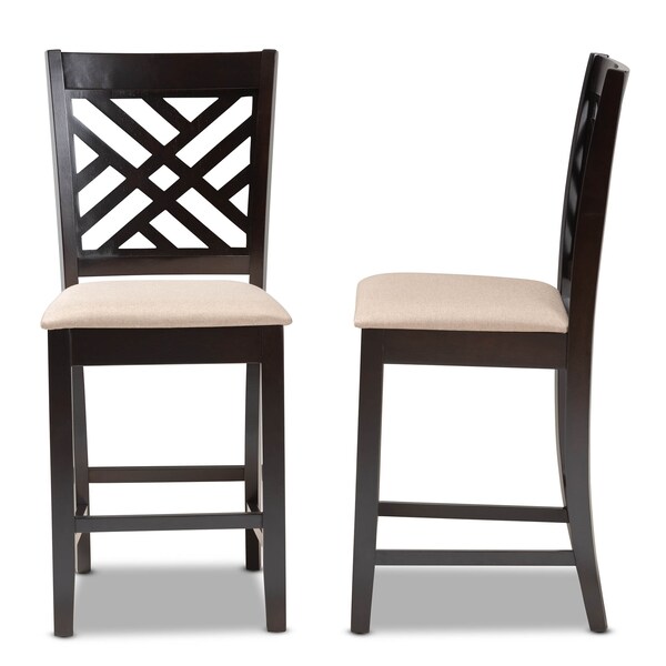 Baxton Studio Caron Sand Upholstered Espresso Finished Wood Pub Chair, PK2 - 153-9597