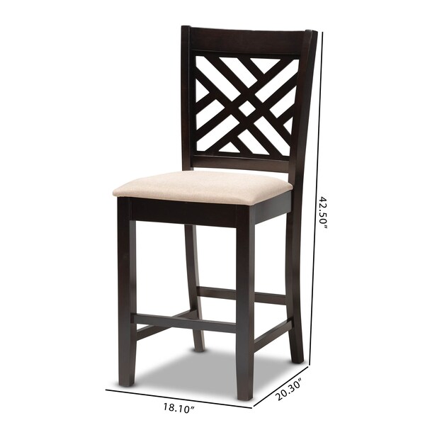 Baxton Studio Caron Sand Upholstered Espresso Finished Wood Pub Chair, PK2 - 153-9597