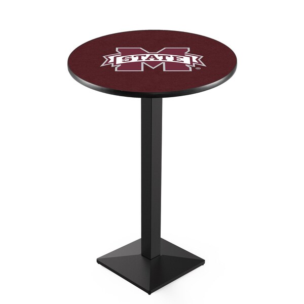 Holland Bar Stool Co 36" Blk Wrinkle Mississippi State Pub Table, 36" dia. Top - L217B3636MSSSTU