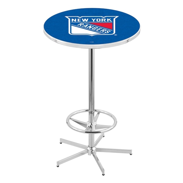 Holland Bar Stool Co 42" Chrome New York Rangers Pub Table - L216C4228NYRANG