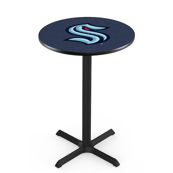Holland Bar Stool Co 36" Black Wrinkle Seattle Kraken Pub Table with 36" dia. top - L211B3636SEAKRK