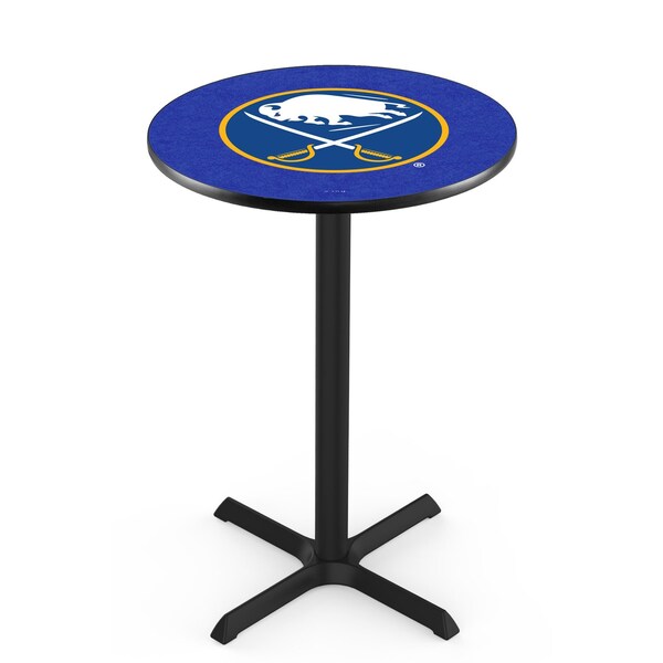 Holland Bar Stool Co 42" Blk Wrinkle Buffalo Sabres Pub Table, 36" dia. Top - L211B4236BUFSAB