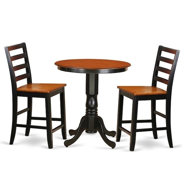 East West Furniture East West Furniture EDFA3-BLK-W Counter Height Pub Table & 2 Kitchen Bar Stool; Black Finish - EDFA3-BLK-W