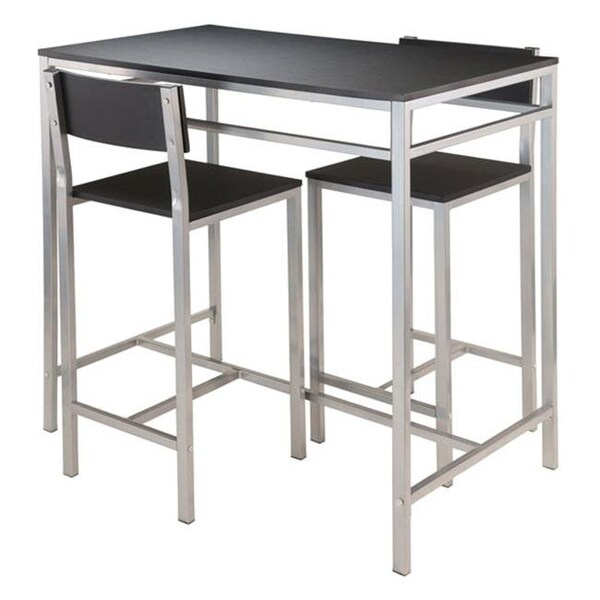 Winsome Winsome 93336 38.03 x 42.01 x 23.62 in. Hanley High Table with 2 High Back Stools; Black & Metal - 3 Piece - 93336
