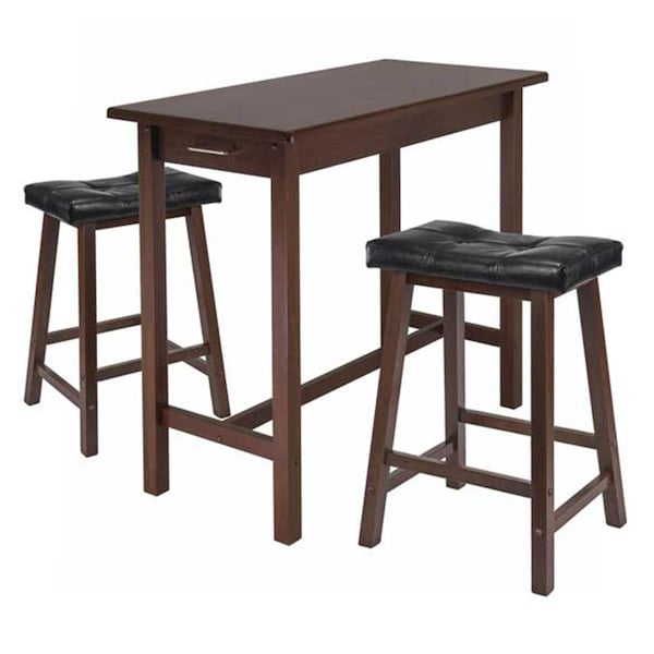 Winsome Trading 3Pc Kitchen Island Table With 2 Cushion Saddle Seat Stools - 94304