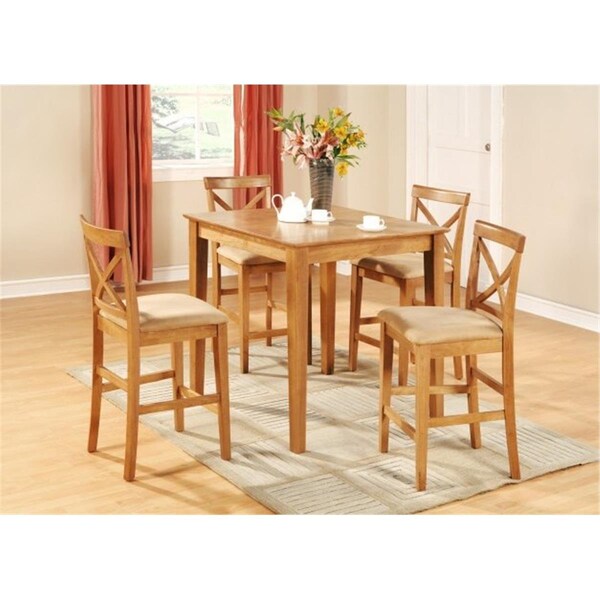 East West Furniture 5 Piece Counter Height Table-Counter Height Table and 4 Kitchen Counter Chairs - PUBS5-OAK-C