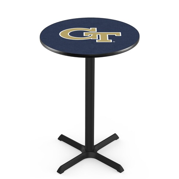 Holland Bar Stool Co 36" Blk Wrinkle Georgia Tech Pub Table, 36" dia. Top - L211B3636GATECH