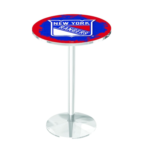 Holland Bar Stool Co 42" Chrome New York Rangers Pub Table - L214C4228NYRANG
