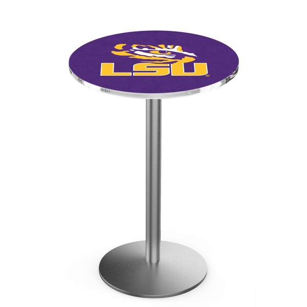 Holland Bar Stool Co 42" Stainless Steel Louisiana State Pub Table, 36" dia. Top - L214S4236LASTUN
