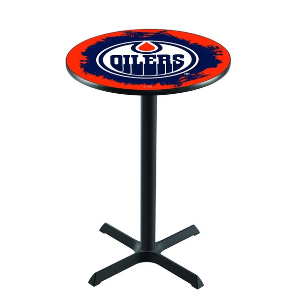 Holland Bar Stool Co 36" Blk Wrinkle Edmonton Oilers Pub Table - L211B3628EDMOIL