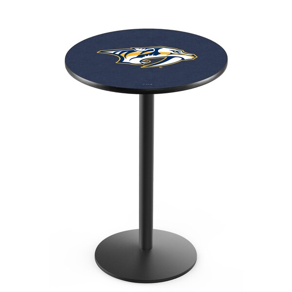 Holland Bar Stool Co 36" Blk Wrinkle Nashville Predators Pub Table, 36" dia. Top - L214B3636NSHPRE