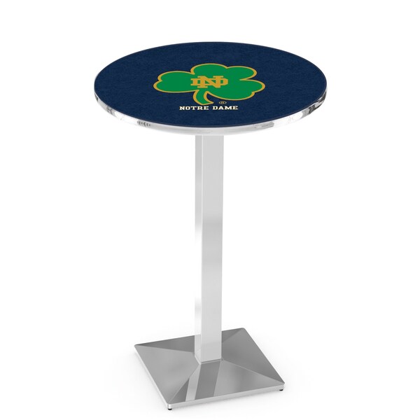Holland Bar Stool Co 36" Chrome Notre Dame Shamrock Pub Table - L217C3628ND-SHM