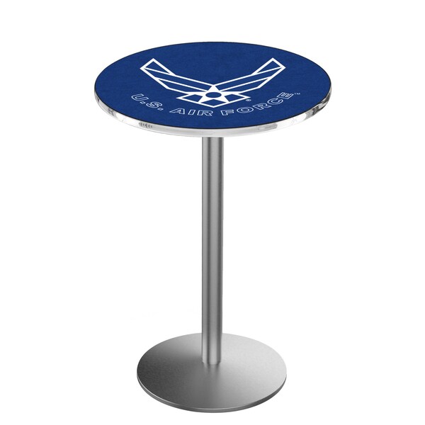 Holland Bar Stool Co 36" Stainless Steel U.S. Air Force Pub Table - L214S3628AIRFOR