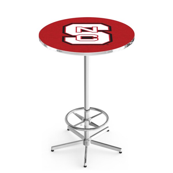 Holland Bar Stool Co 42" Chrome North Carolina State Pub Table, 36" dia. Top - L216C4236NCARST