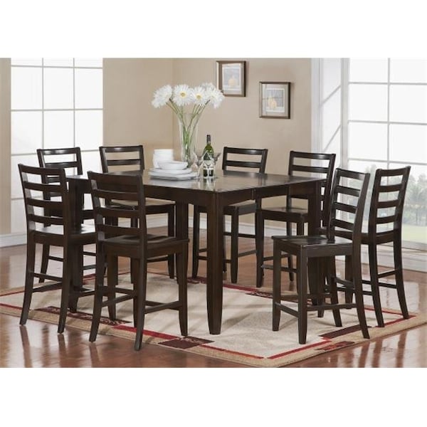 East West Furniture East West Furniture FAIR7-CAP-W 7 Piece Counter Height Set- Square Table Plus 6 Kitchen Counter Chairs - FAIR7-CAP-W
