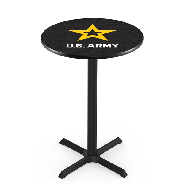 Holland Bar Stool Co 36" Blk Wrinkle U.S. Army Pub Table, 36" dia. Top - L211B3636ARMY