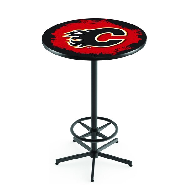Holland Bar Stool Co 42" Black Calgary Flames Pub Table - L216B4228CALFLA