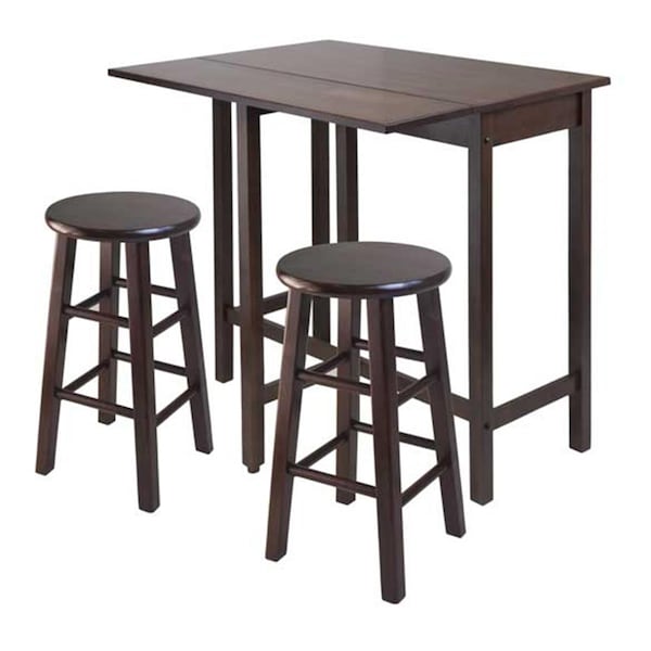 Winsome Trading Lynnwood Drop Leaf Island Table With 2 Square Legs Stool Walnut - 94394