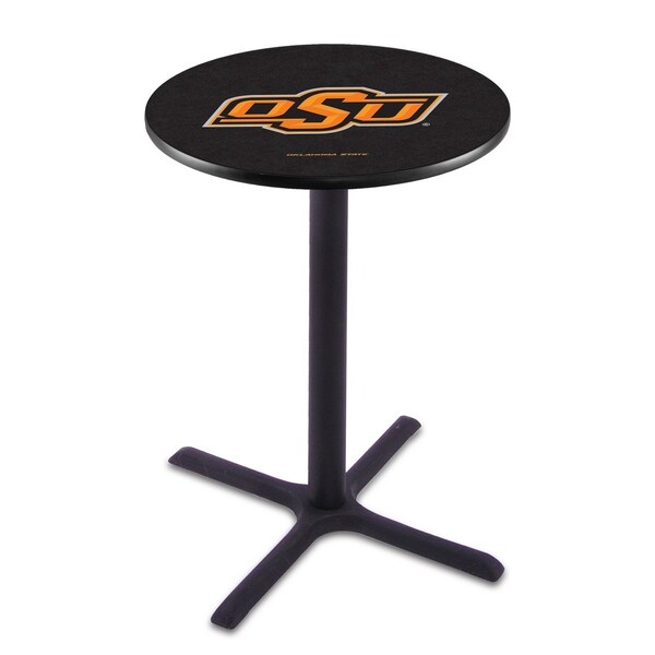 Holland Bar Stool Co 42" Blk Wrinkle Oklahoma State Pub Table, 36" dia. Top - L211B4236OKSTUN