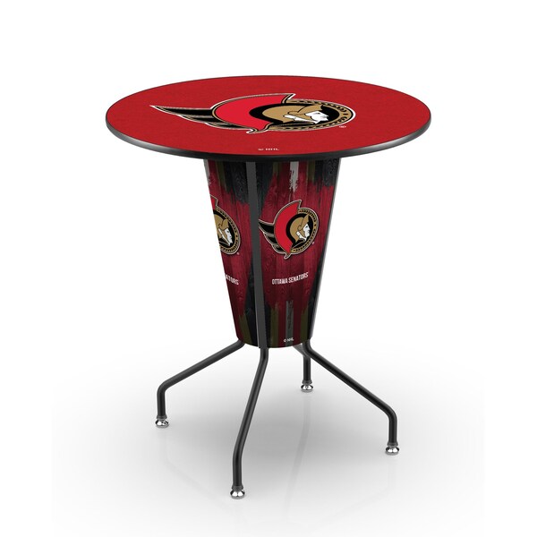 Holland Bar Stool Co Lighted 42" Black Ottawa Senators Pub Table - L218B42OTTSEN36ROTTSEN