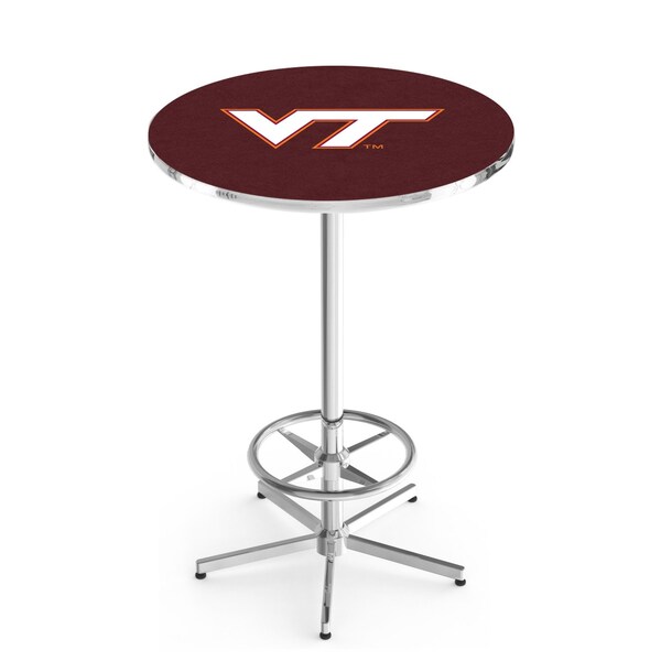 Holland Bar Stool Co 42" Chrome Virginia Tech Pub Table, 36" dia. Top - L216C4236VATECH
