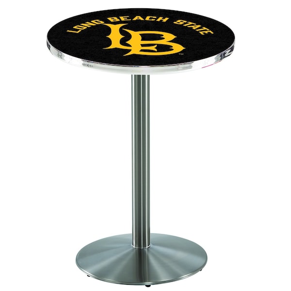 Holland Bar Stool Co 42" Stainless Steel Long Beach State University Pub Table, 36" dia. Top - L214S4236LBSTUN