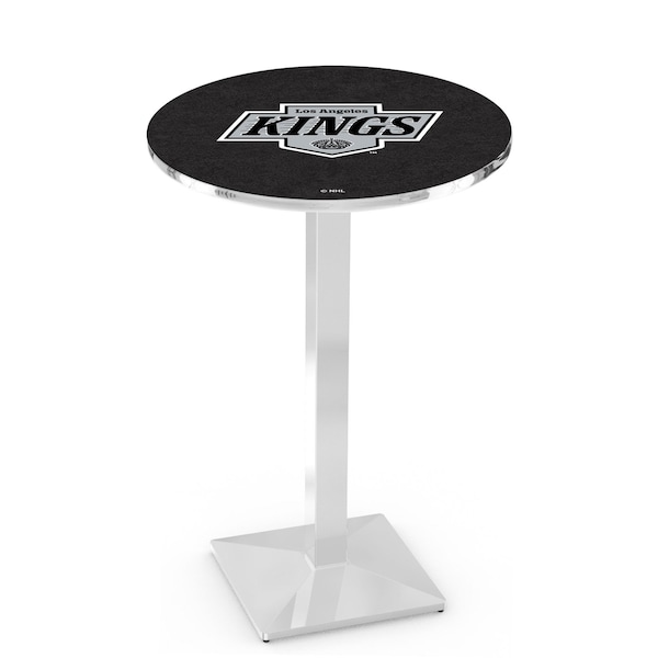 Holland Bar Stool Co 36" Chrome Los Angeles Kings Pub Table, 36" dia. Top - L217C3636LAKING